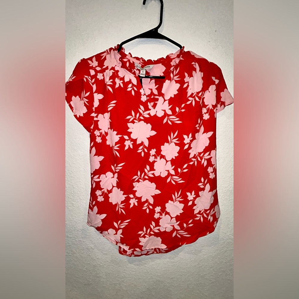 41 Hawthorn Floral Tiffiny Tulip Sleeve Flowy Blouse Womens Size XS NWT